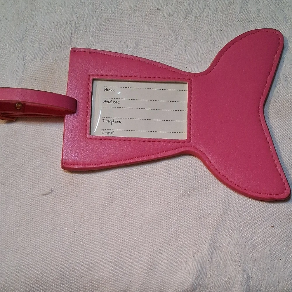 Pink Fish-Shaped Luggage Tag with ID Window